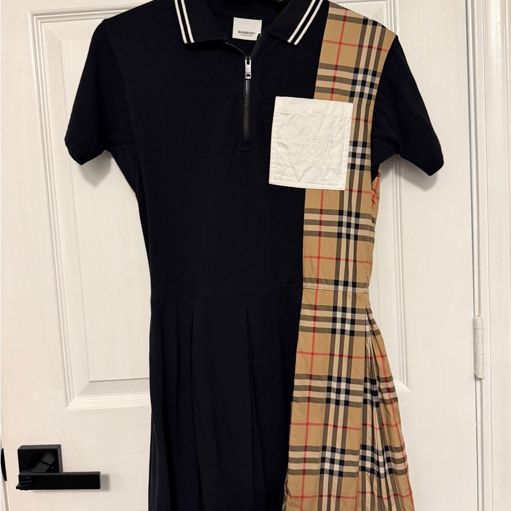 Burberry Kids Black and Beige Plaid Dress